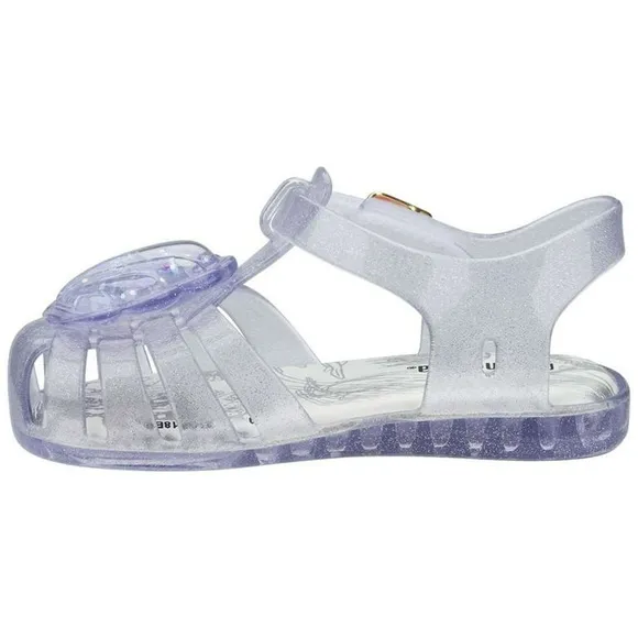 Mini Melissa Aranha XII-Clear Glass Sparkly Shell seashell Sandals size 7