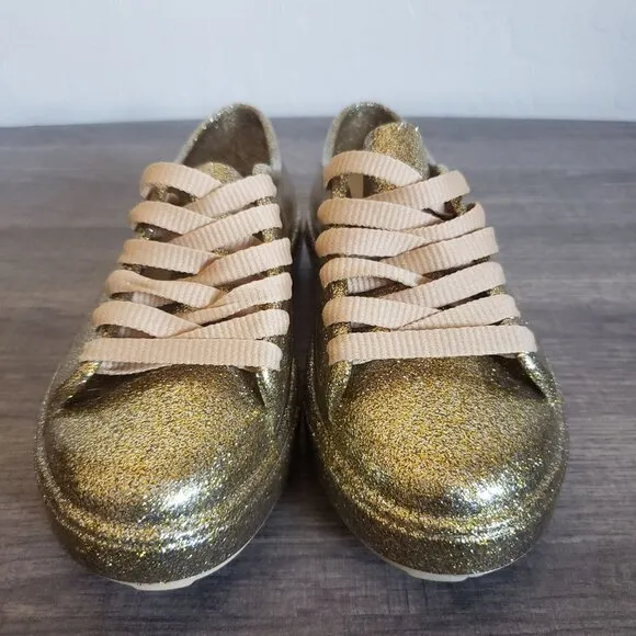 Mini Melissa Mel Be Gold Glitter Rubber Sneaker Shoe Laces Metallic Size Kid's 3