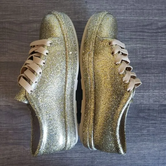 Mini Melissa Mel Be Gold Glitter Rubber Sneaker Shoe Laces Metallic Size Kid's 3