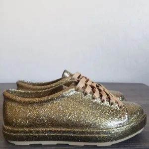 Mini Melissa Mel Be Gold Glitter Rubber Sneaker Shoe Laces Metallic Size Kid's 3