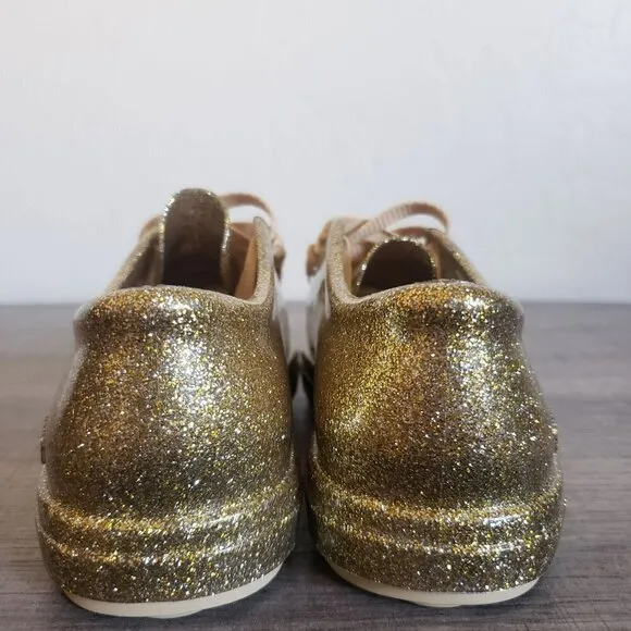 Mini Melissa Mel Be Gold Glitter Rubber Sneaker Shoe Laces Metallic Size Kid's 3
