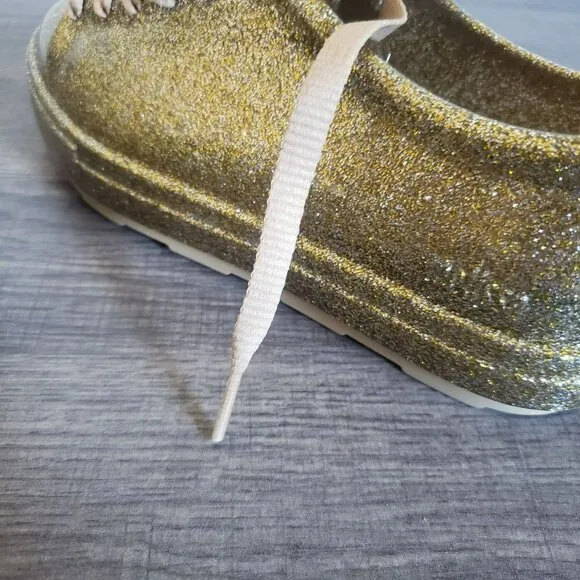Mini Melissa Mel Be Gold Glitter Rubber Sneaker Shoe Laces Metallic Size Kid's 3