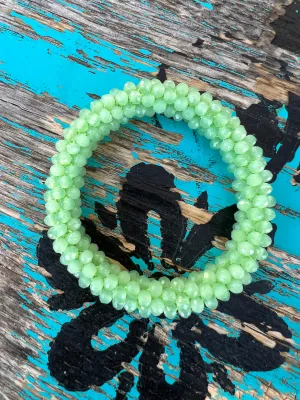 Mint Green Beaded Stretchy Bracelet