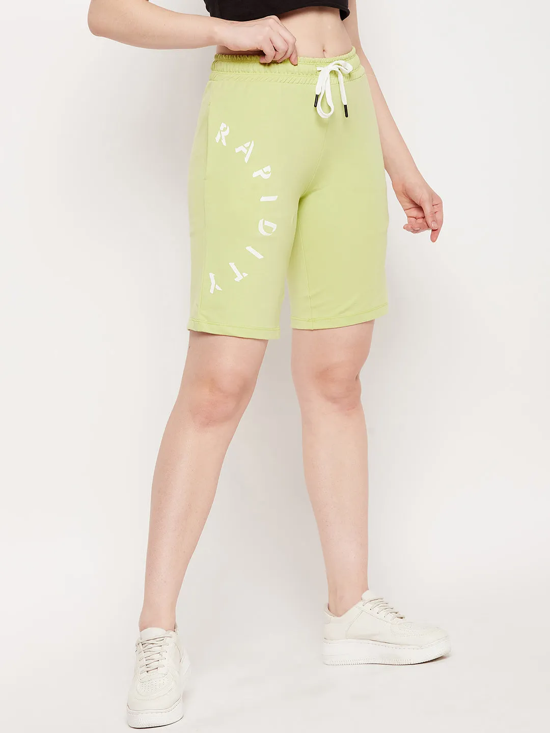 mSECRET Lime Typography  Cotton Shorts