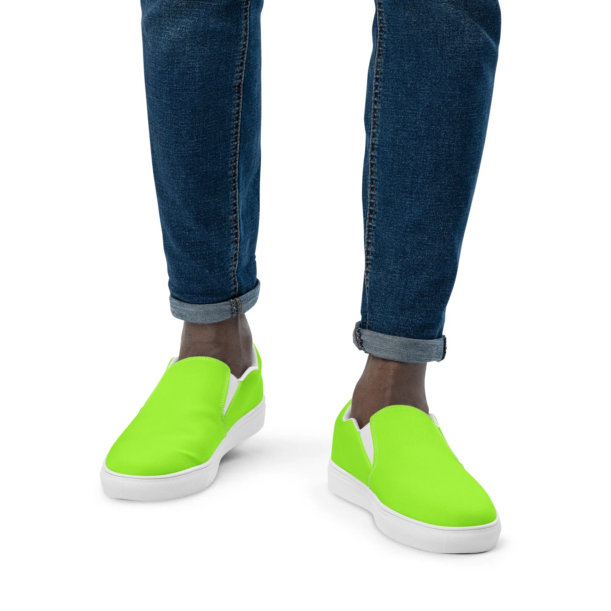 Neon Green Men’s Slip On Canvas Shoes Sneakers