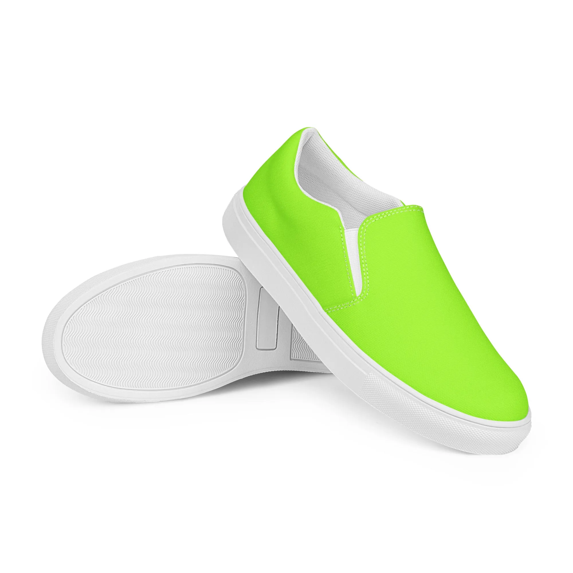 Neon Green Men’s Slip On Canvas Shoes Sneakers