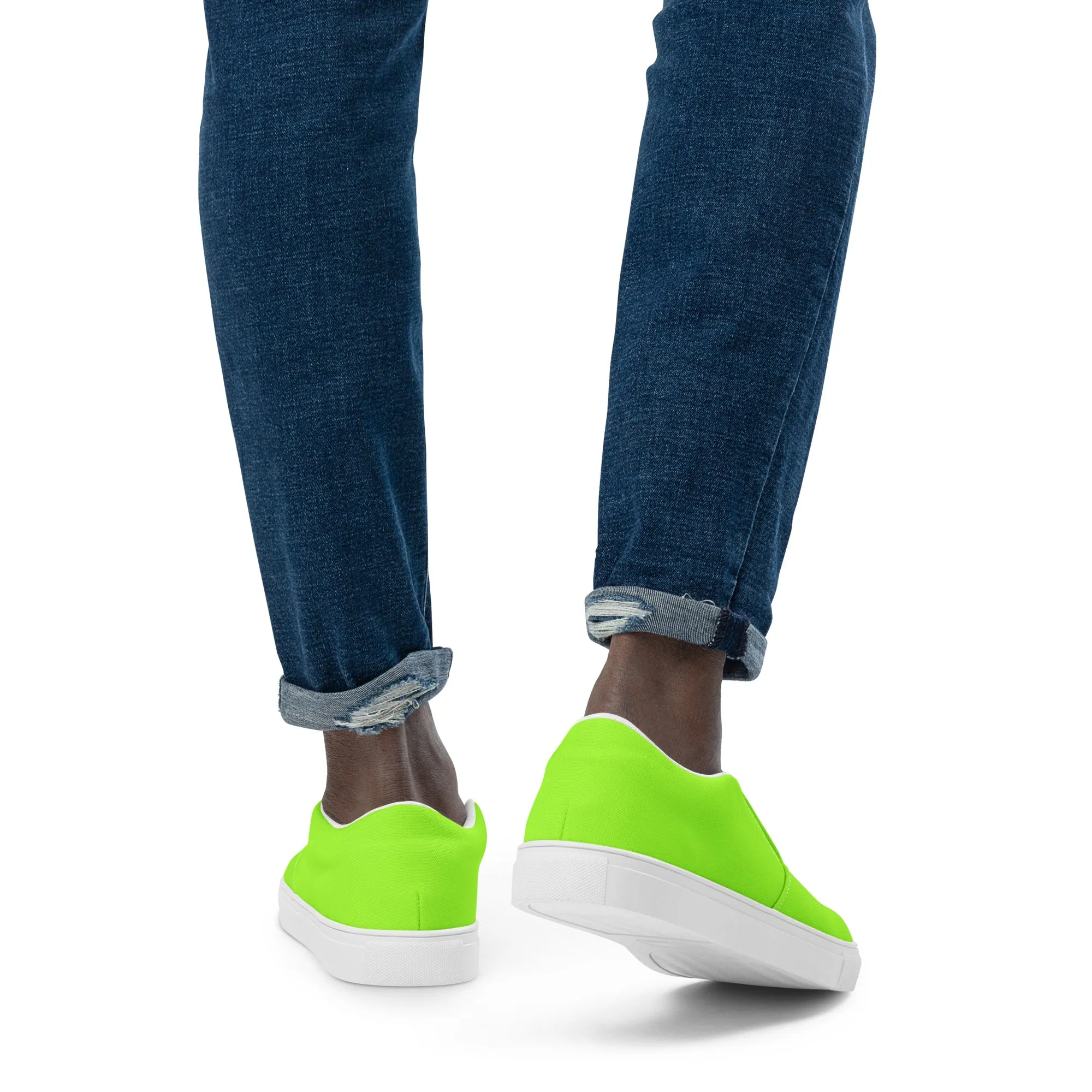 Neon Green Men’s Slip On Canvas Shoes Sneakers