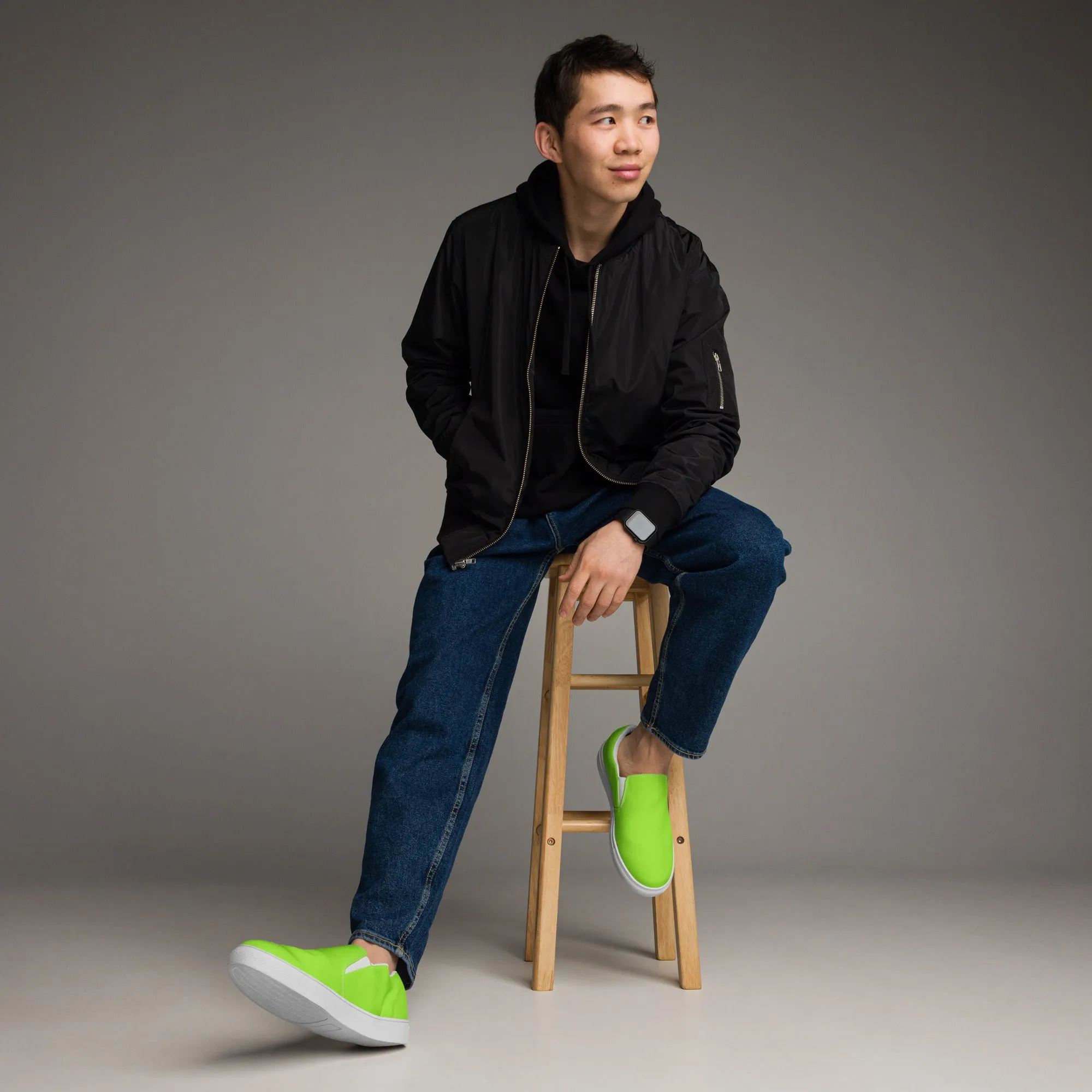 Neon Green Men’s Slip On Canvas Shoes Sneakers