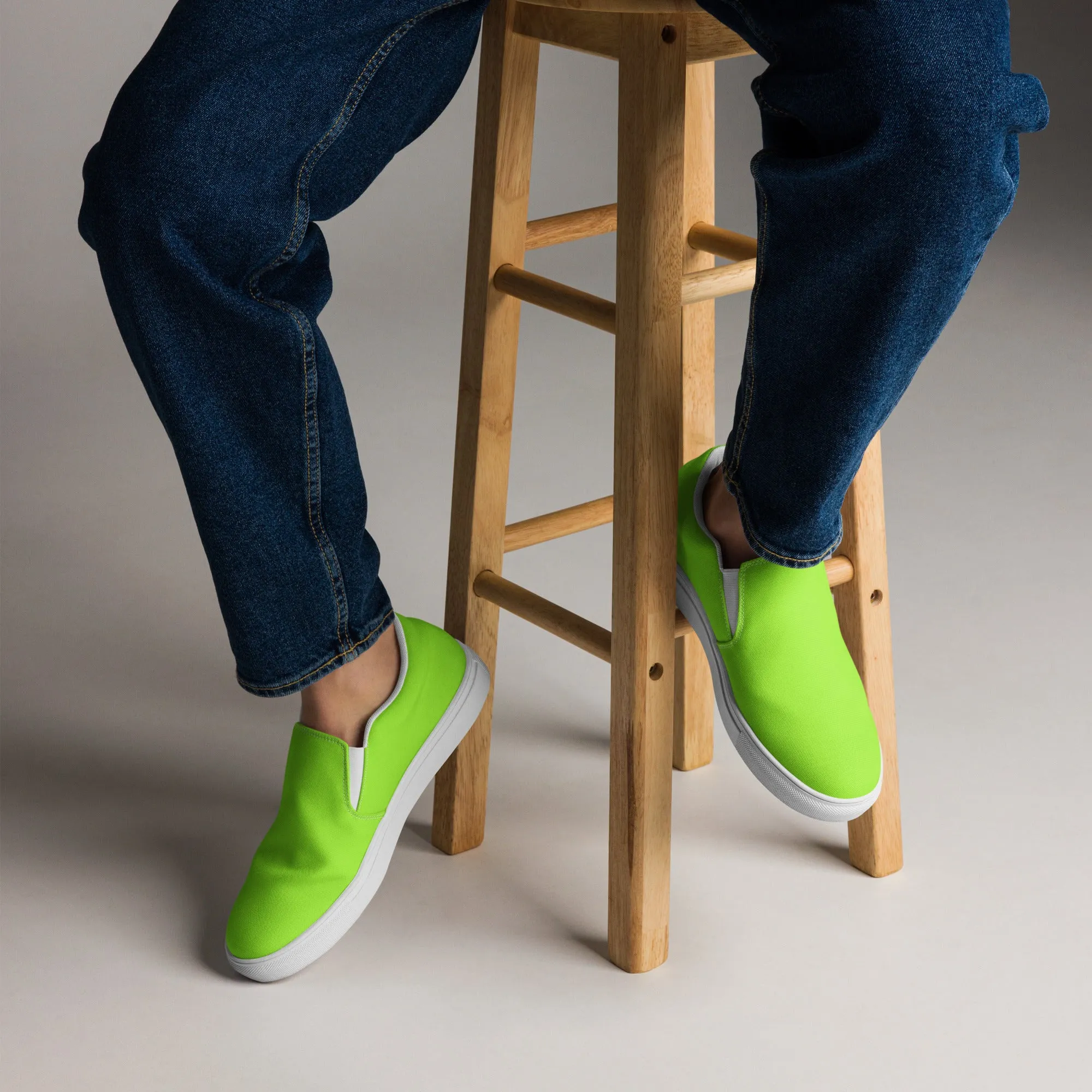 Neon Green Men’s Slip On Canvas Shoes Sneakers