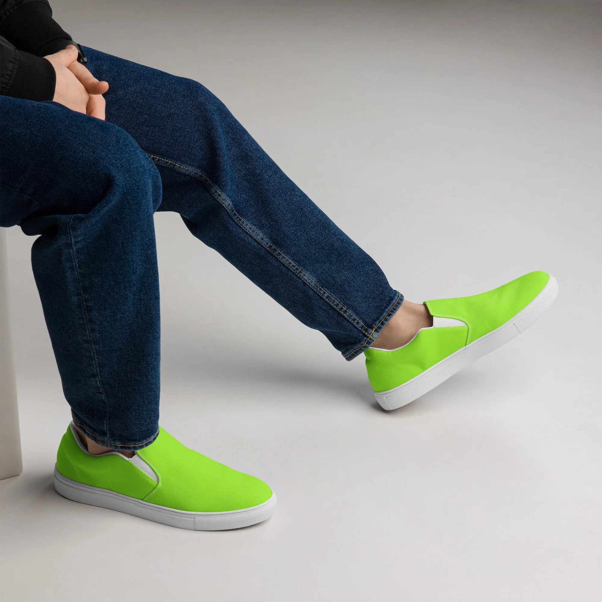Neon Green Men’s Slip On Canvas Shoes Sneakers