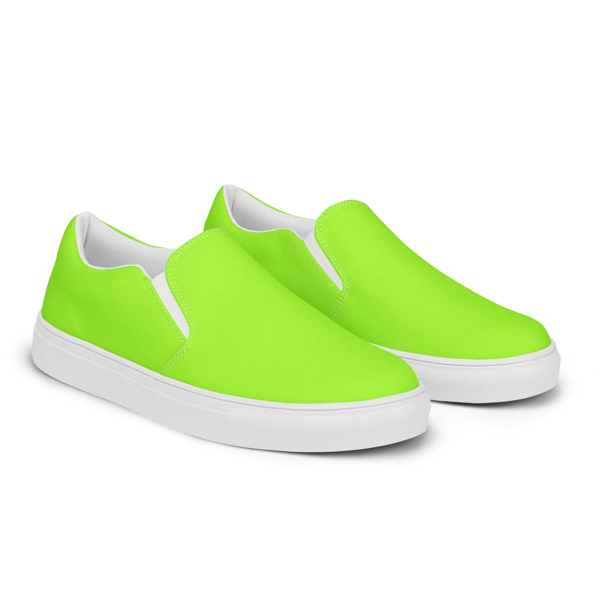 Neon Green Men’s Slip On Canvas Shoes Sneakers
