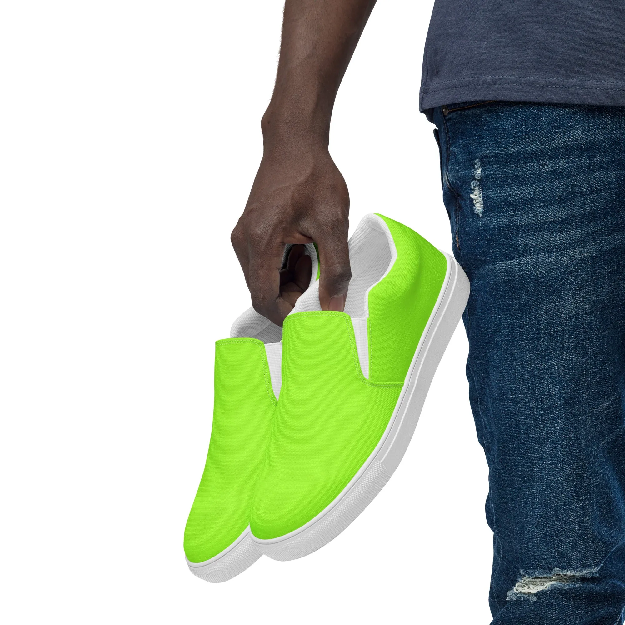 Neon Green Men’s Slip On Canvas Shoes Sneakers