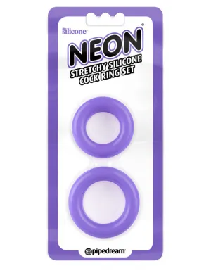 Neon Stretchy Silicone  Ring Set - Purple