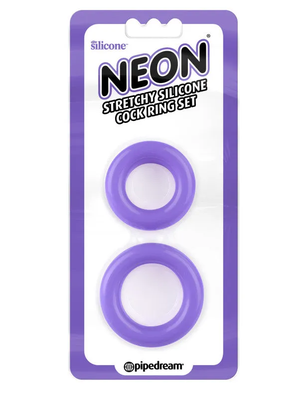 Neon Stretchy Silicone  Ring Set - Purple