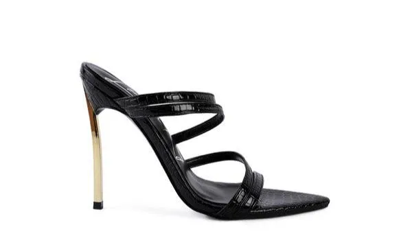 NEW AFFAIR Croc Metal High Heeled Sandals