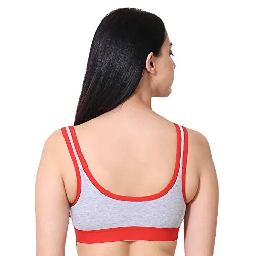 new blue eyes Non Padded Cotton Gym Wear Daily Workout Sports Bra for Girls Pack of 3 (32)