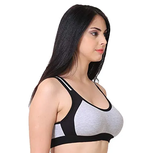 new blue eyes Non Padded Cotton Gym Wear Daily Workout Sports Bra for Girls Pack of 3 (32)