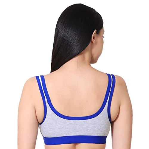 new blue eyes Non Padded Cotton Gym Wear Daily Workout Sports Bra for Girls Pack of 3 (32)