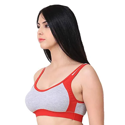 new blue eyes Non Padded Cotton Gym Wear Daily Workout Sports Bra for Girls Pack of 3 (32)