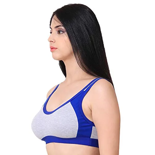 new blue eyes Non Padded Cotton Gym Wear Daily Workout Sports Bra for Girls Pack of 3 (32)