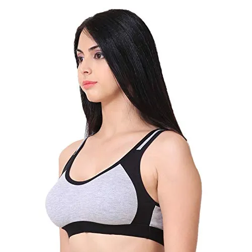 new blue eyes Non Padded Cotton Gym Wear Daily Workout Sports Bra for Girls Pack of 3 (32)