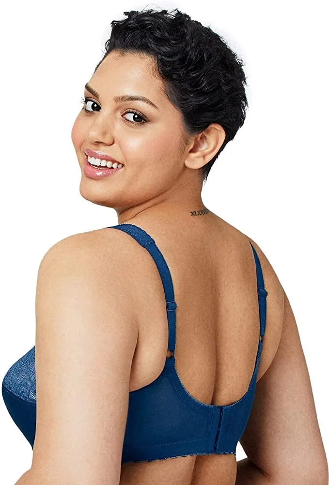 New Glamorise Women's Full Figure MagicLift Cotton Wirefree Support Bra in Navy, Sz 38F! Retails $60 
