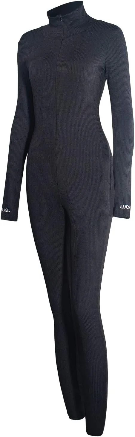 NEW MEALIYA Women Embroidery Zipper High Neck Bodycon Jumpsuit Outfit Long Sleeve Rompers, Sz S