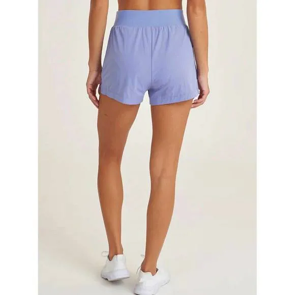 NEW THRIVE SOCIETE angled inset running shorts in wild indigo