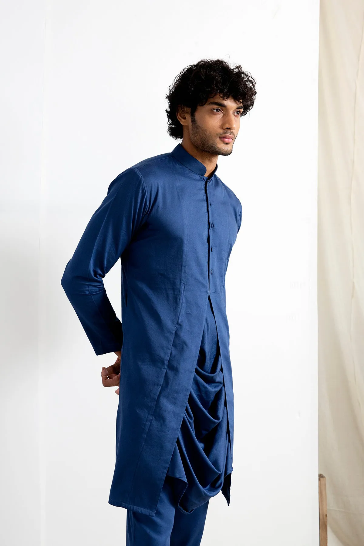 Niall Quilted Nehru Jacket with Cowl Kurta Set