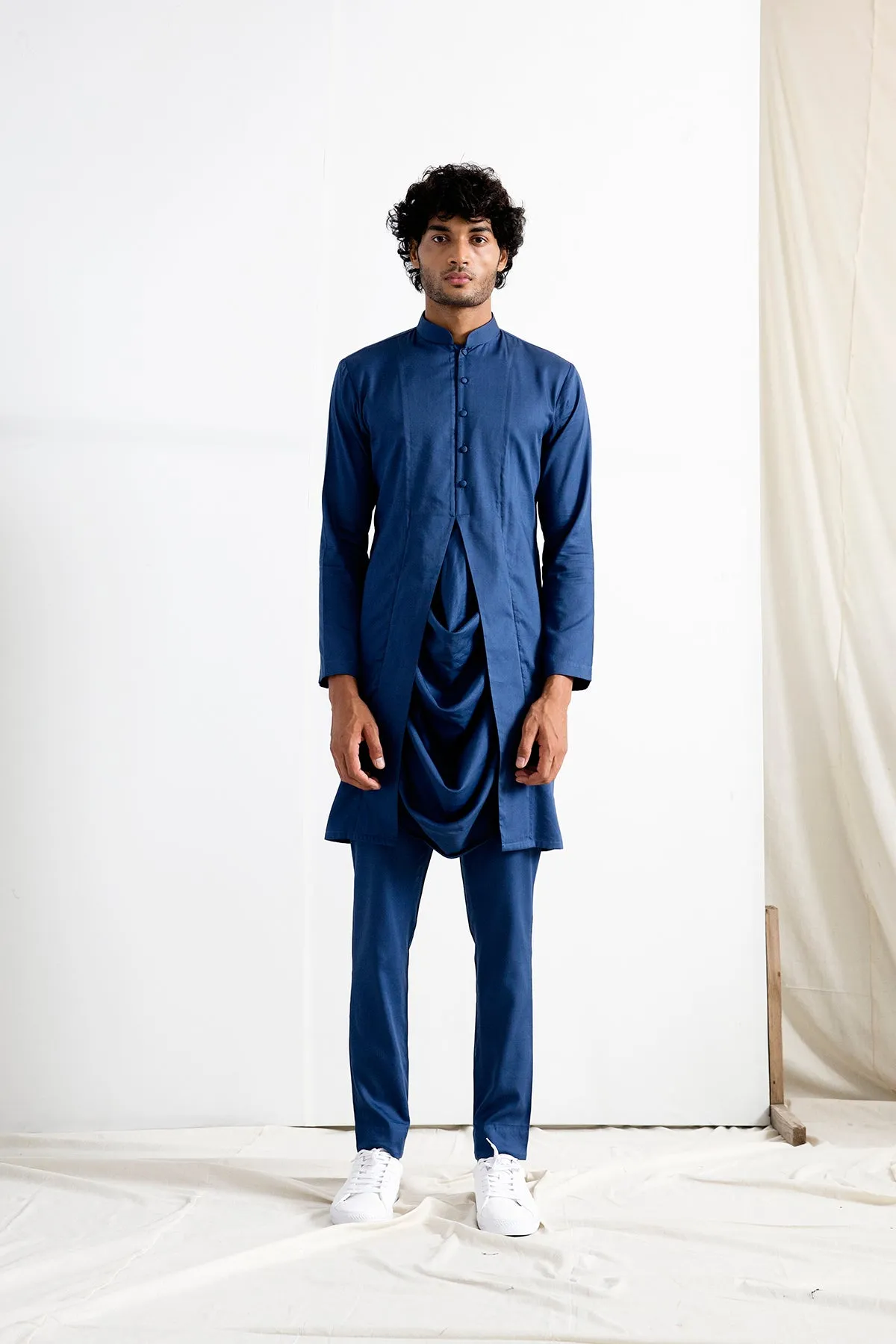 Niall Quilted Nehru Jacket with Cowl Kurta Set
