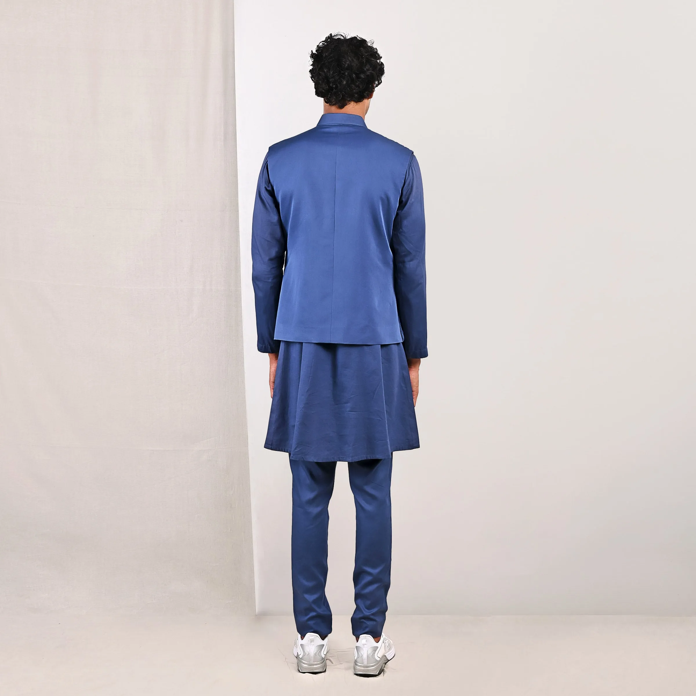 Niall Quilted Nehru Jacket with Cowl Kurta Set