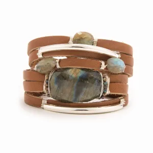 Nora Leather and Labradorite Shred Bracelet