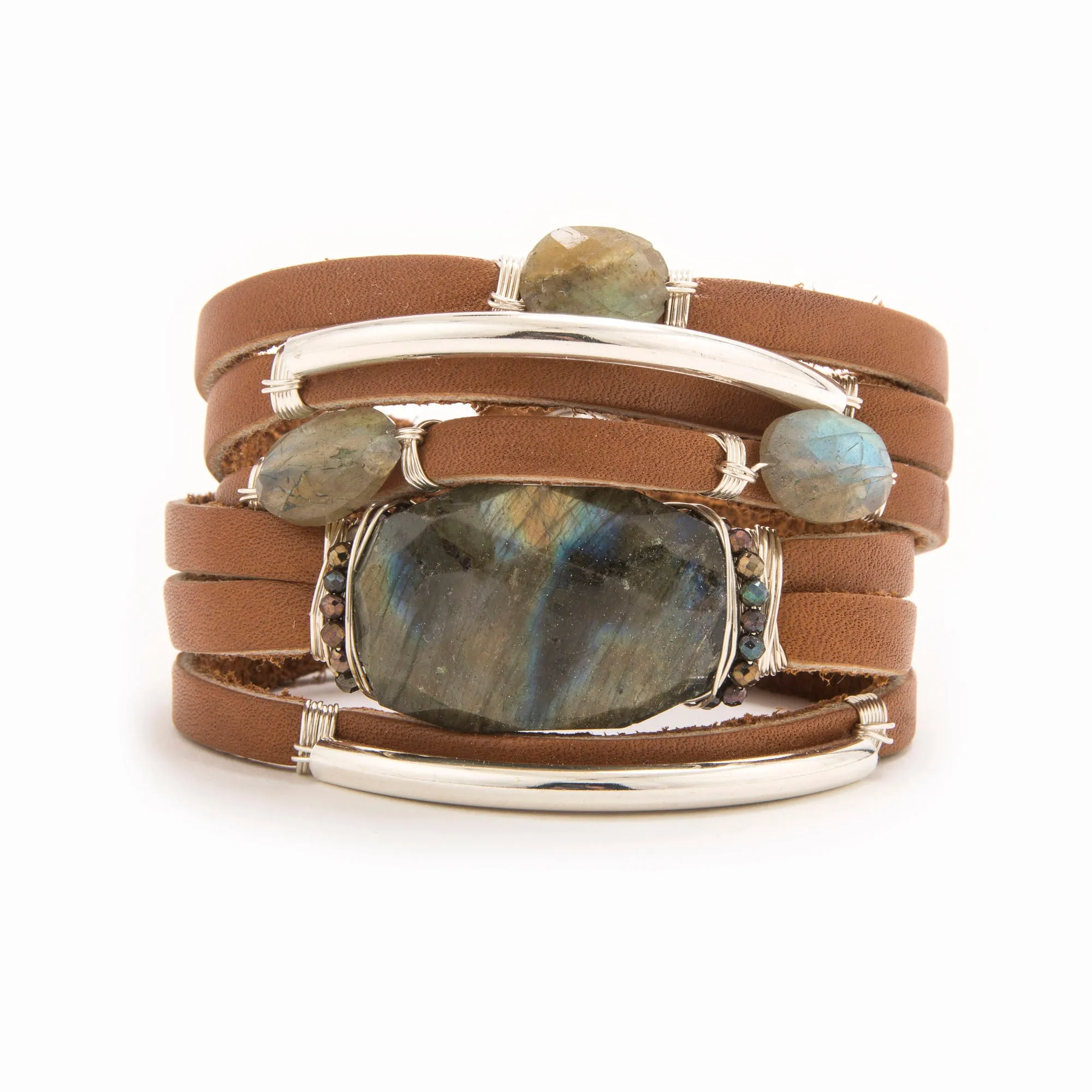 Nora Leather and Labradorite Shred Bracelet