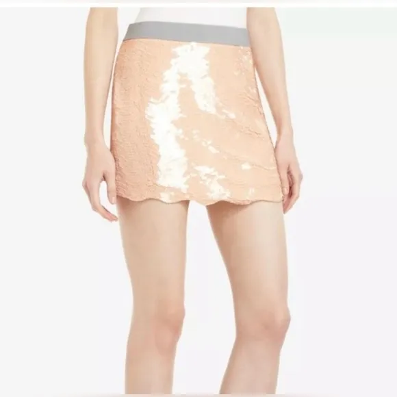NWT BCBG MAXAZRIA  Peach/ Pink Sequin MICHAELA Skirt. SMALL