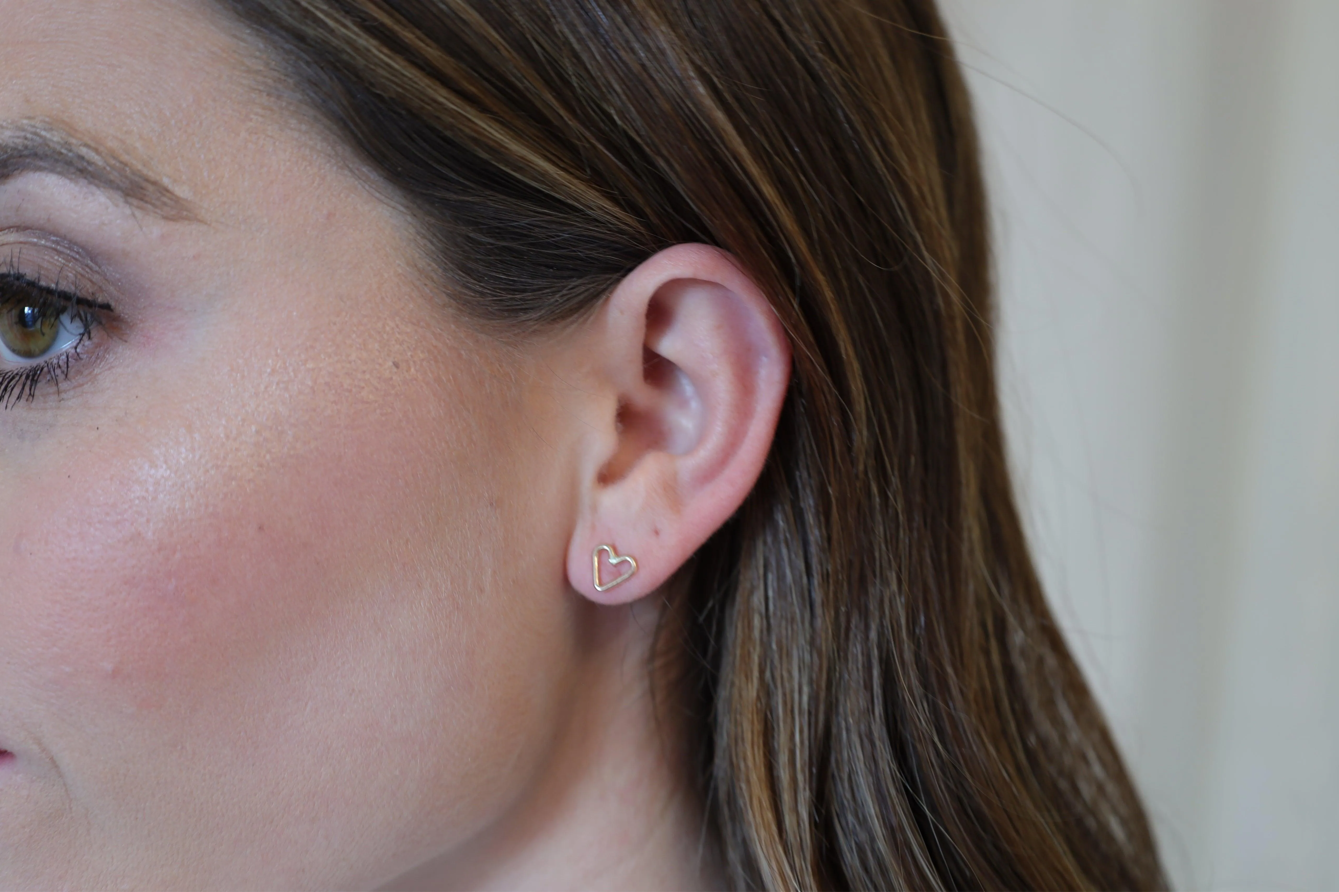 Open Heart Stud Earrings