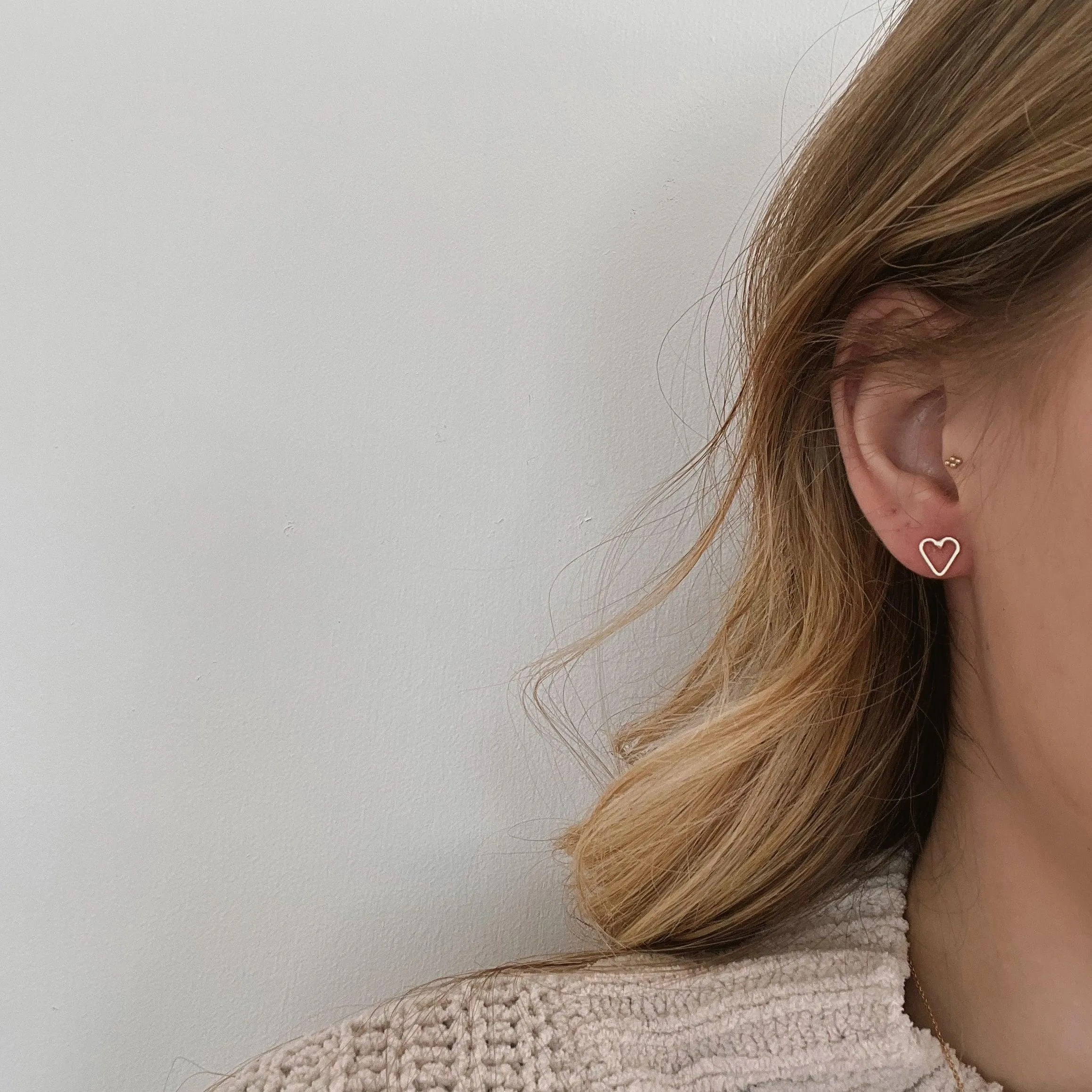 Open Heart Stud Earrings