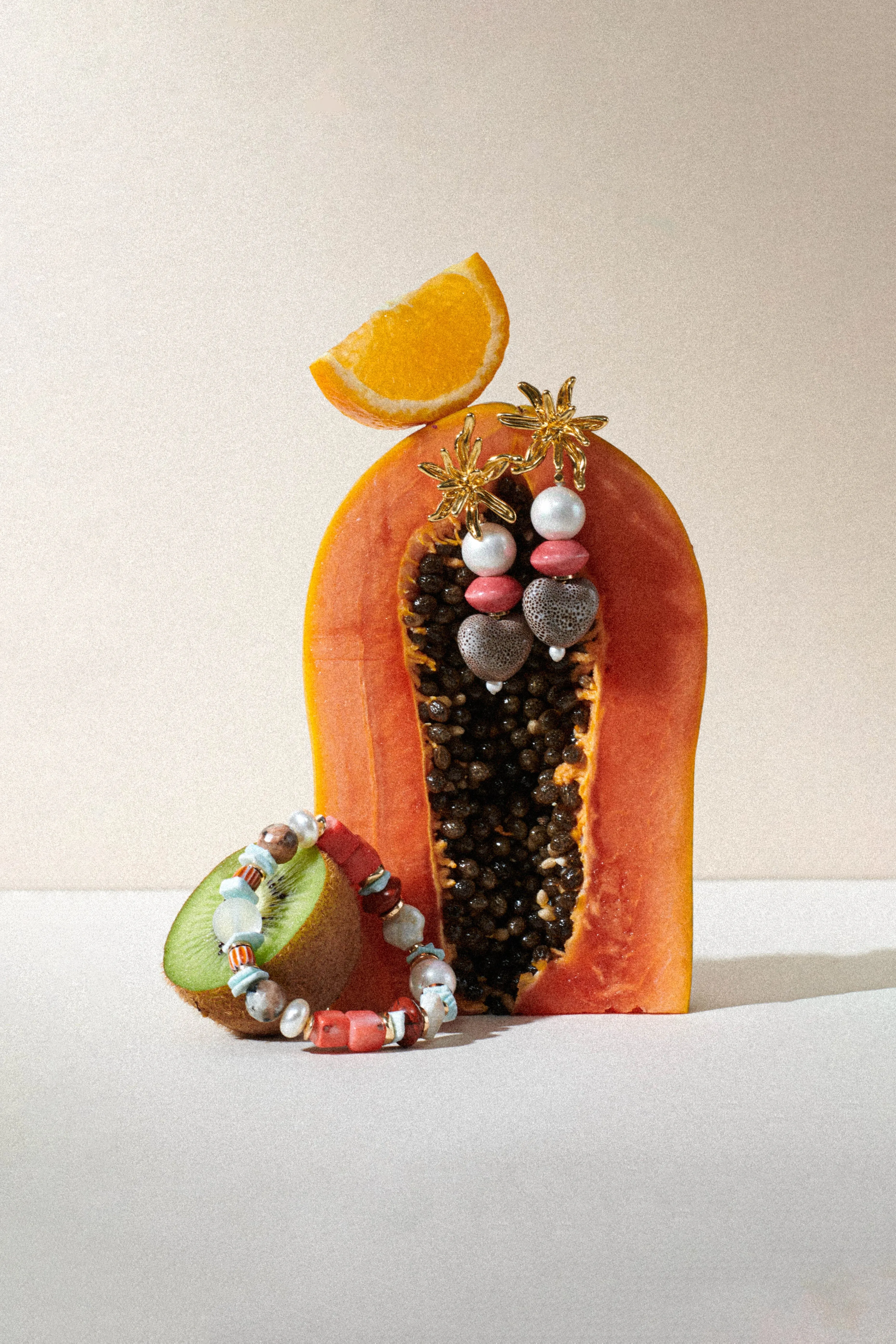 Orange Mix Stone Stretchy Bracelet