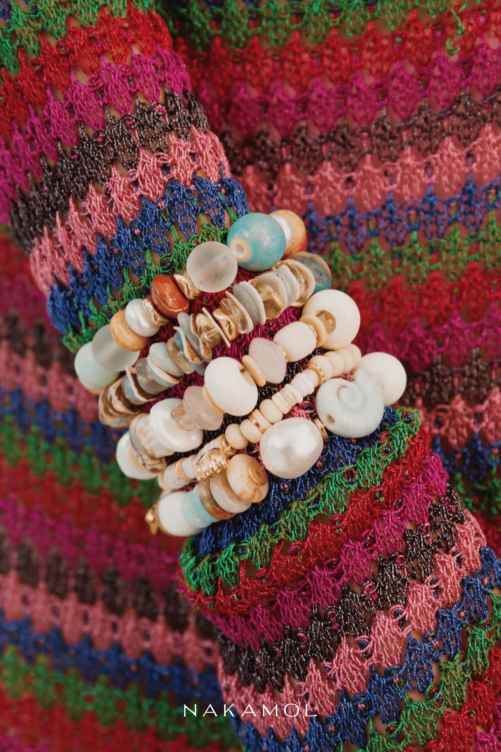 Orange Mix Stone Stretchy Bracelet