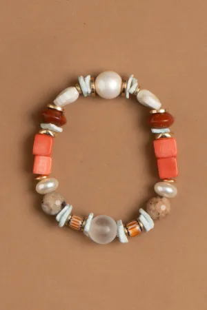 Orange Mix Stone Stretchy Bracelet