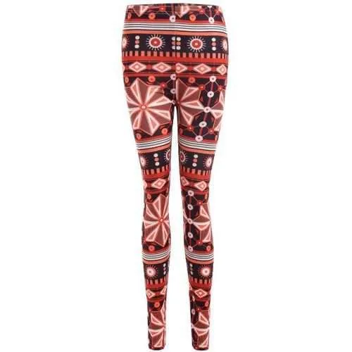 Ornate Geometric Print Stretchy Leggings - Jacinth L