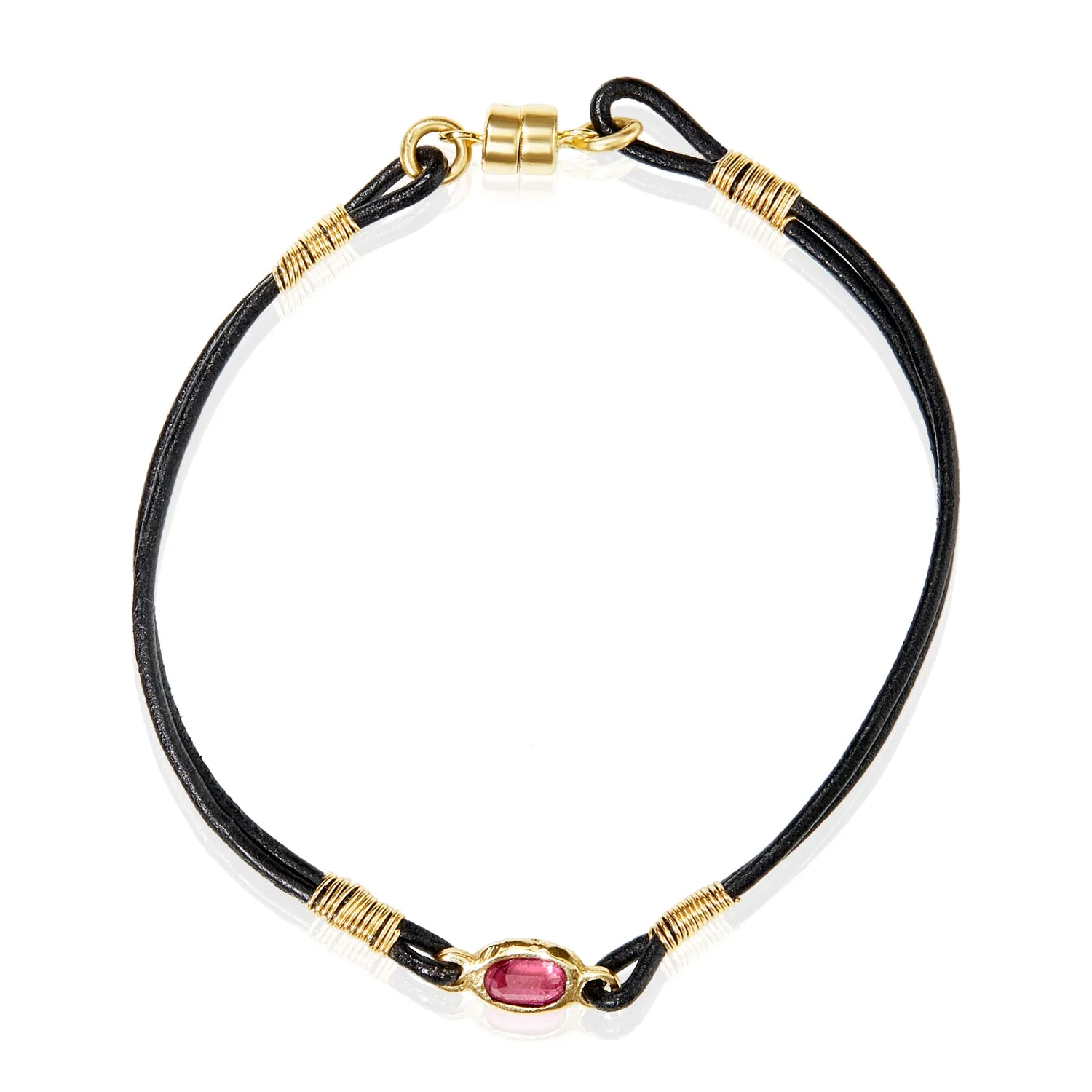 Petite Ruby Double Thin Leather Bracelet