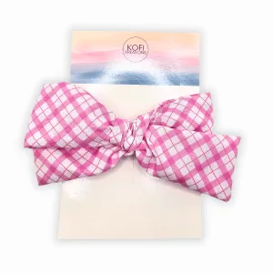 Pink Plaid Hand-Tied Hair Bow