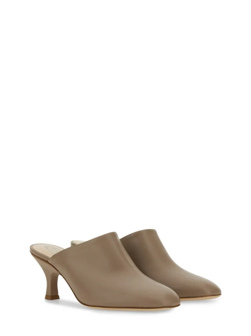 Pointed Toe Calfskin Sandals With Curved Heel