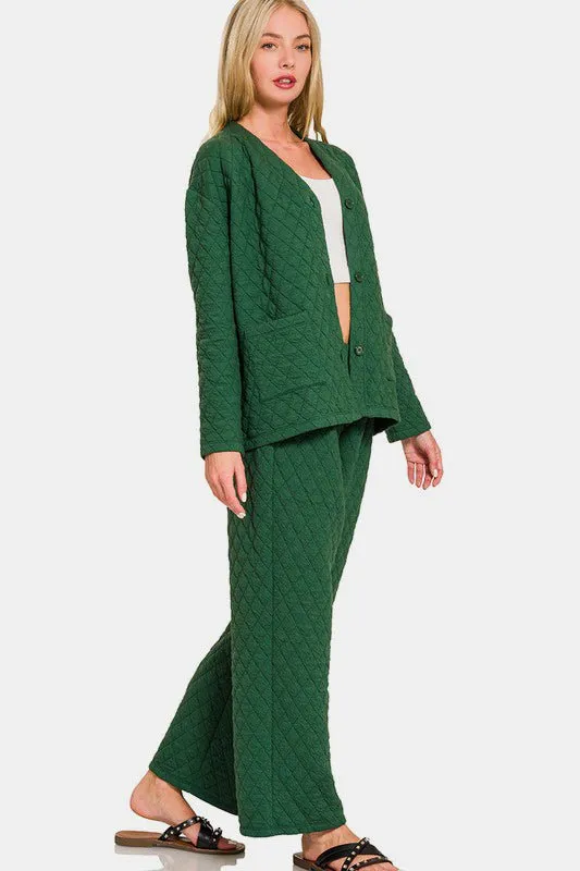 Quilted Button Up Lounge Set