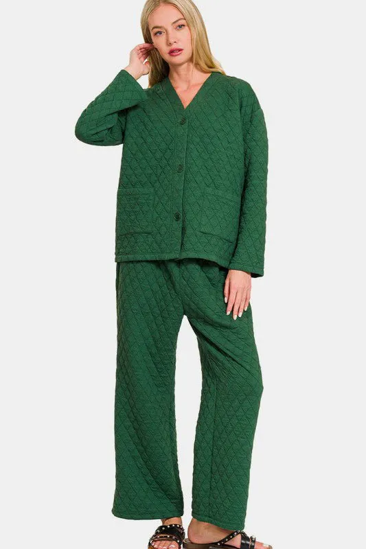 Quilted Button Up Lounge Set