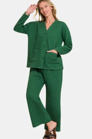 Quilted Button Up Lounge Set