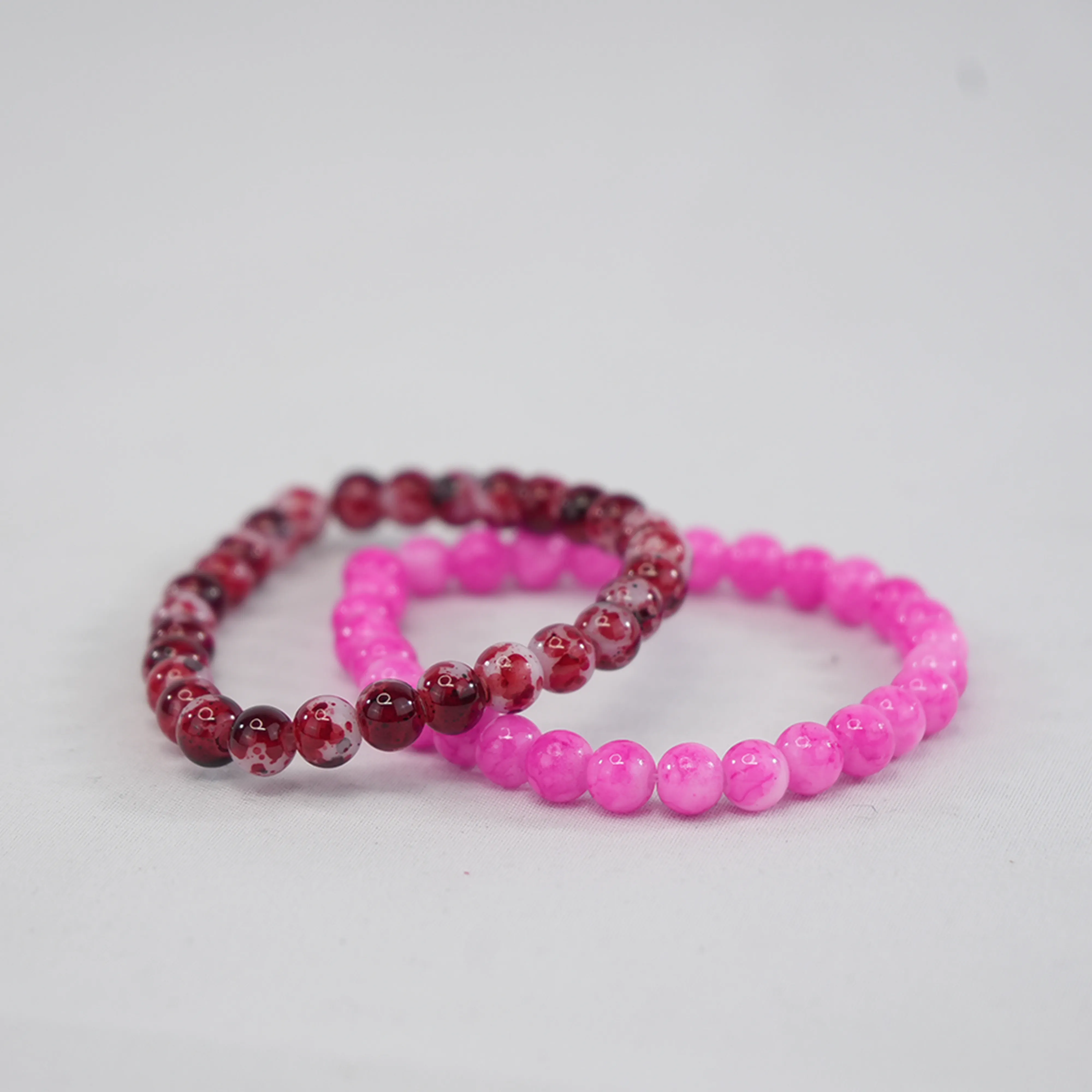 Red-Pink Stretchy Beaded Bracelets – 2 Color Options  