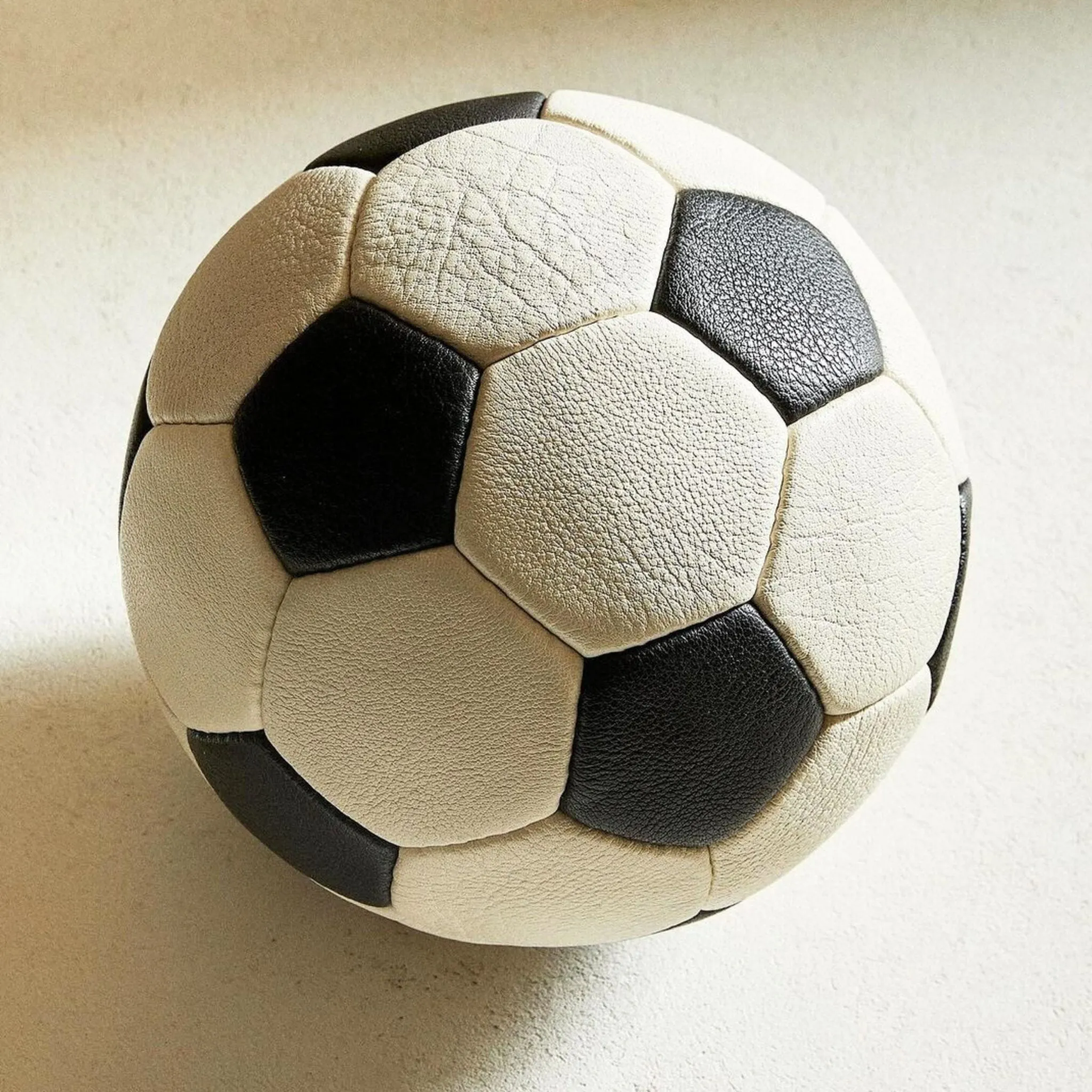 RETRO Cream / Black Leather 32P Soccer ball