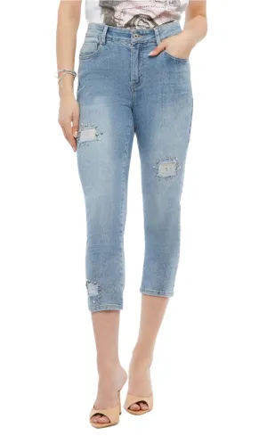Rhinestone Capri Jeans