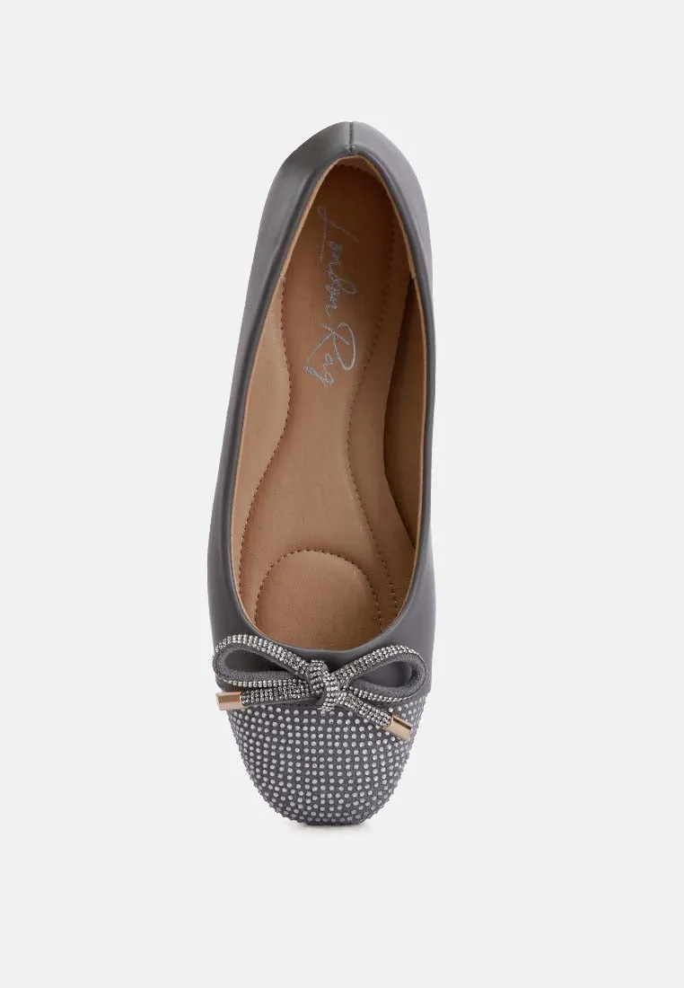 Rhinestones Embellished Toe Cap Ballerinas By Ruw
